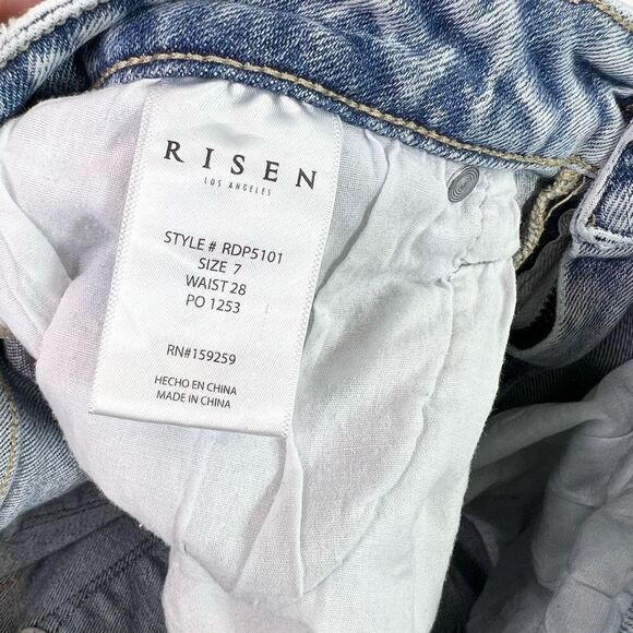 Risen Kendra Jeans Womens 28 Blue High Rise Waist Distressed Straight Denim - Picture 7 of 10